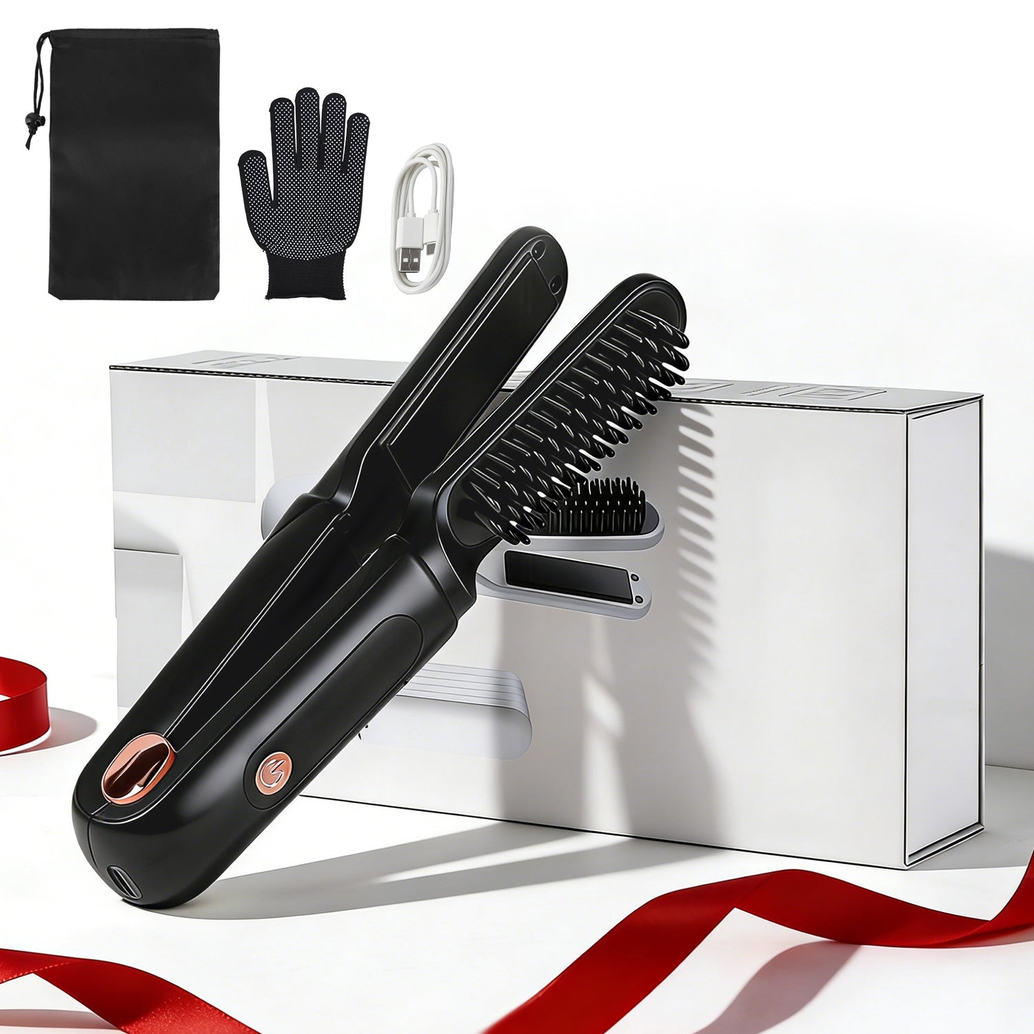 Cordless Hair Straightener Brush 2-in-1 Ceramic Flat Iron GBruno Store