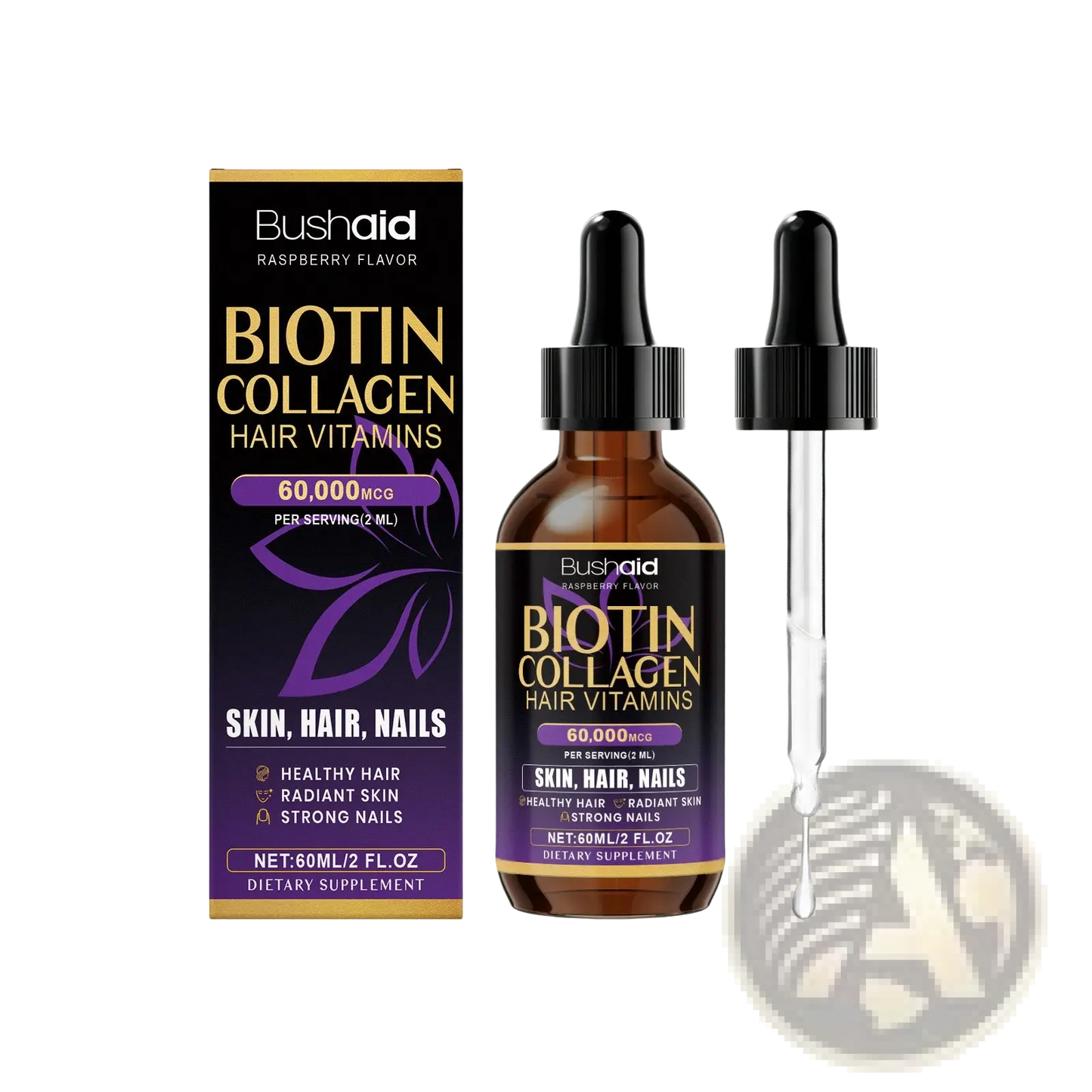 Biotin Collagen Hair Drops Raspberry Liquid Vitamin ARBA Global