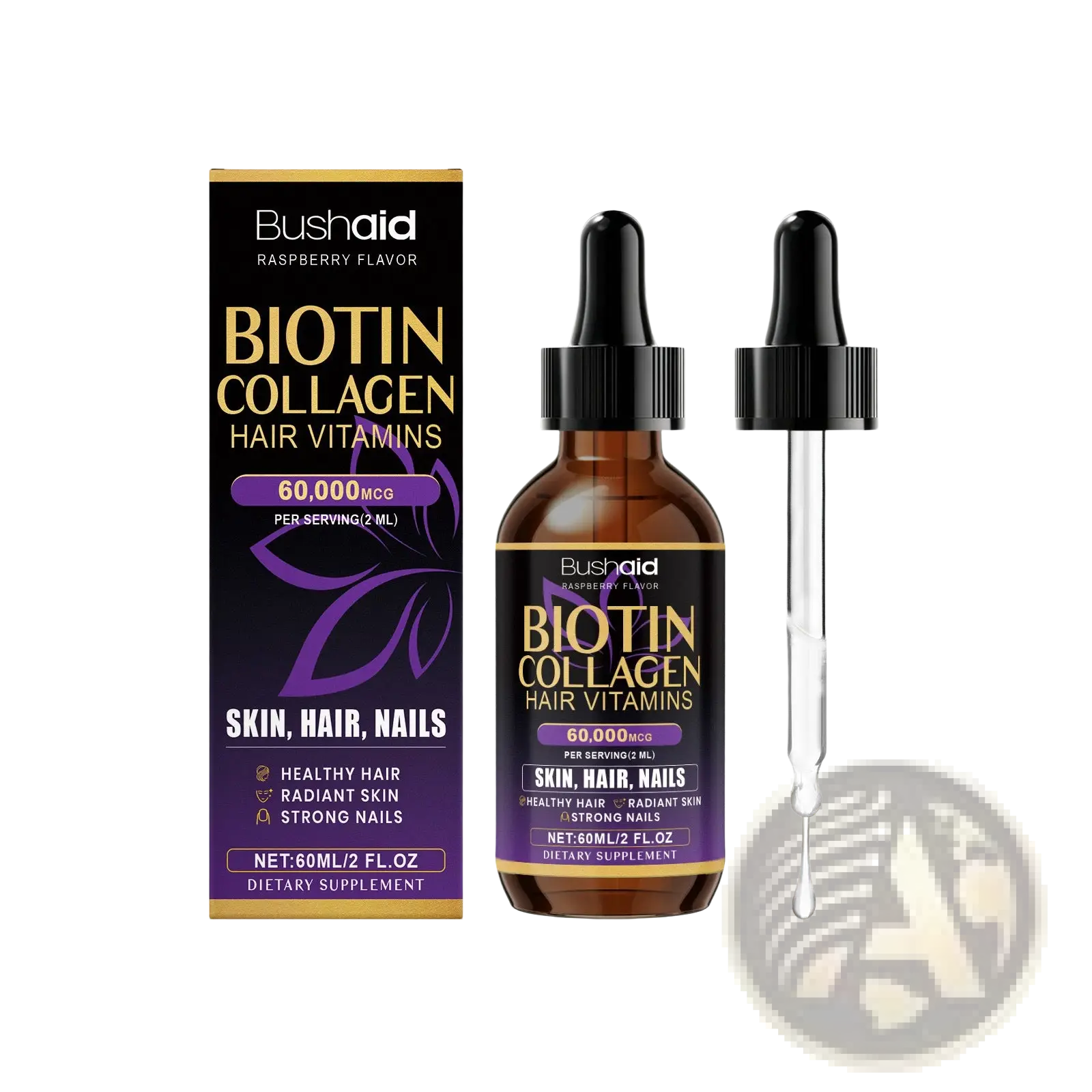 Biotin Collagen Hair Drops Raspberry Liquid Vitamin ARBA Global