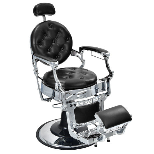 Vintage Barber Chair with Adjustable Height and Headrest-Black VYSN