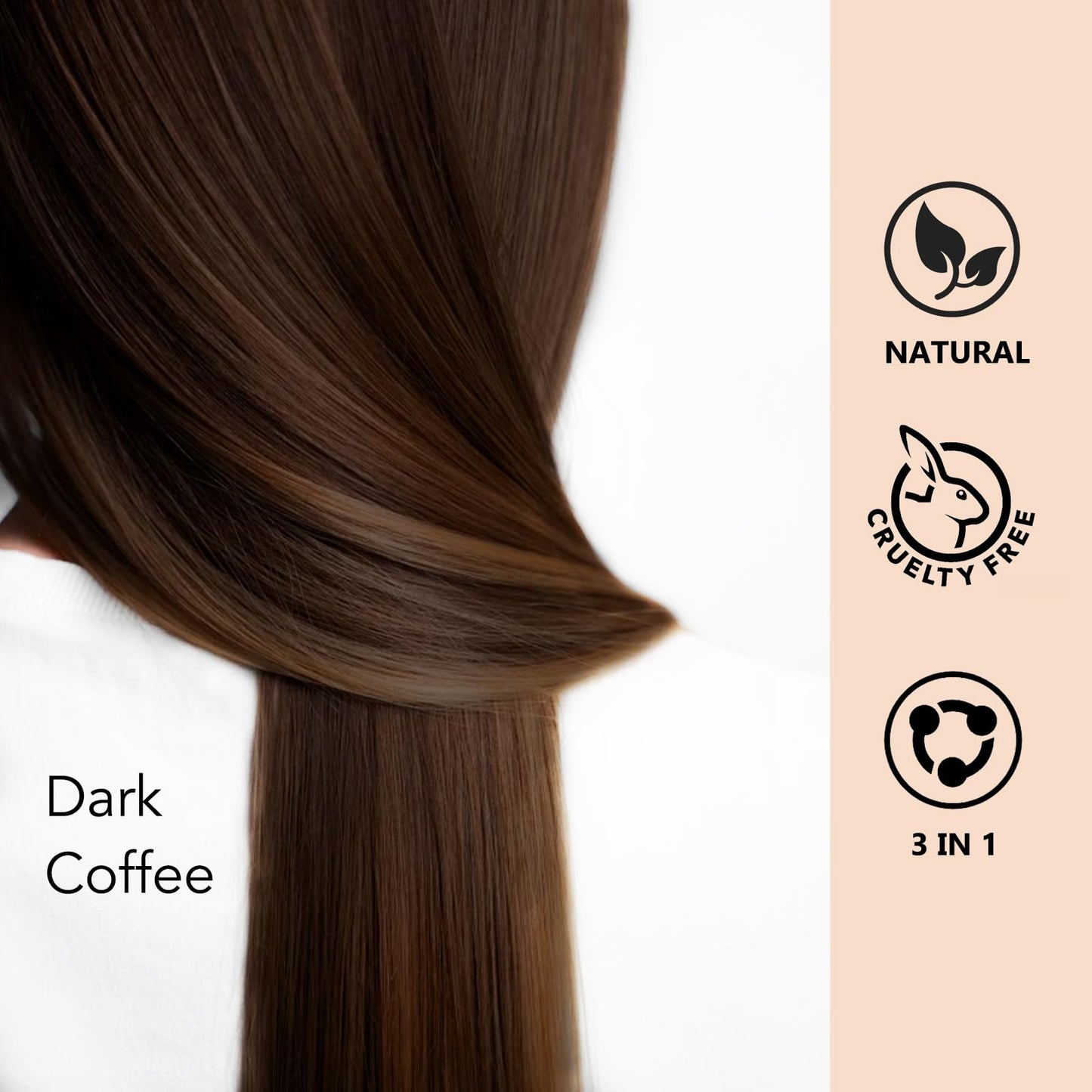 Black 3-in-1 Hair Dye for Men & Women - Long-Lasting Gray Hair Coverage, Shampoo Para Canas, Natural Color in Minutes - 16.9 Fl Oz