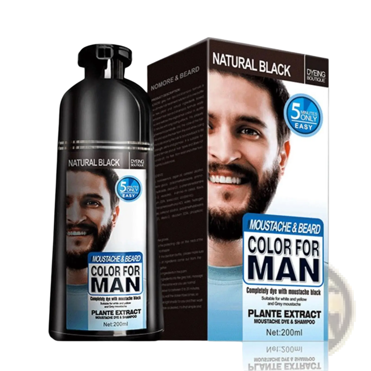 Black Beard Dye Shampoo Natural Permanent Hair Color 200ml ARBA Global