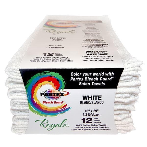 Partex - Salon Towels - Bleach Guard Legacy : White 16” x 29"(9pc)
