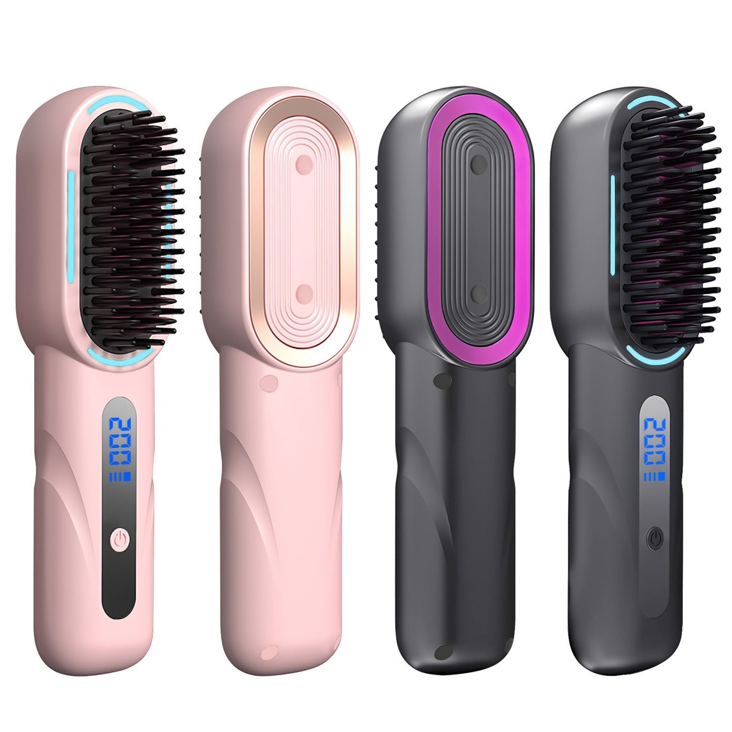 Cordless Hair Straightener Brush Rechargeable Mini Styling Comb with 4 Heating Levels Blue Light Sterilization Single press Stray Hair Removal 20Mins GBruno Store