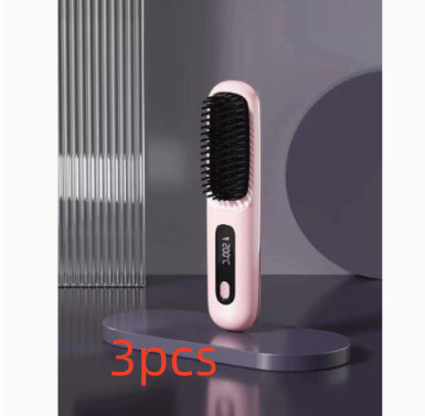 2 In 1 Straight Hair Comb Wireless Hair Straightener Brush Hair Fast Heating Portable Hot Curler USB Charging Elyvora LLC