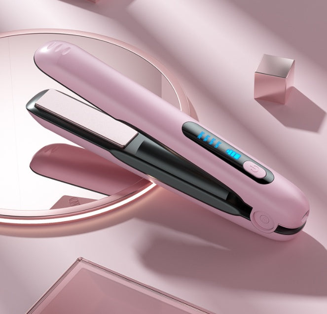 Wireless Hair Straightener Flat Iron Mini 2 IN 1 Roller USB 5000mAh Max 200 Degree Portable Cordless Curler 4 Levels Dry And Wet Uses FLIPSTYLEZLLC