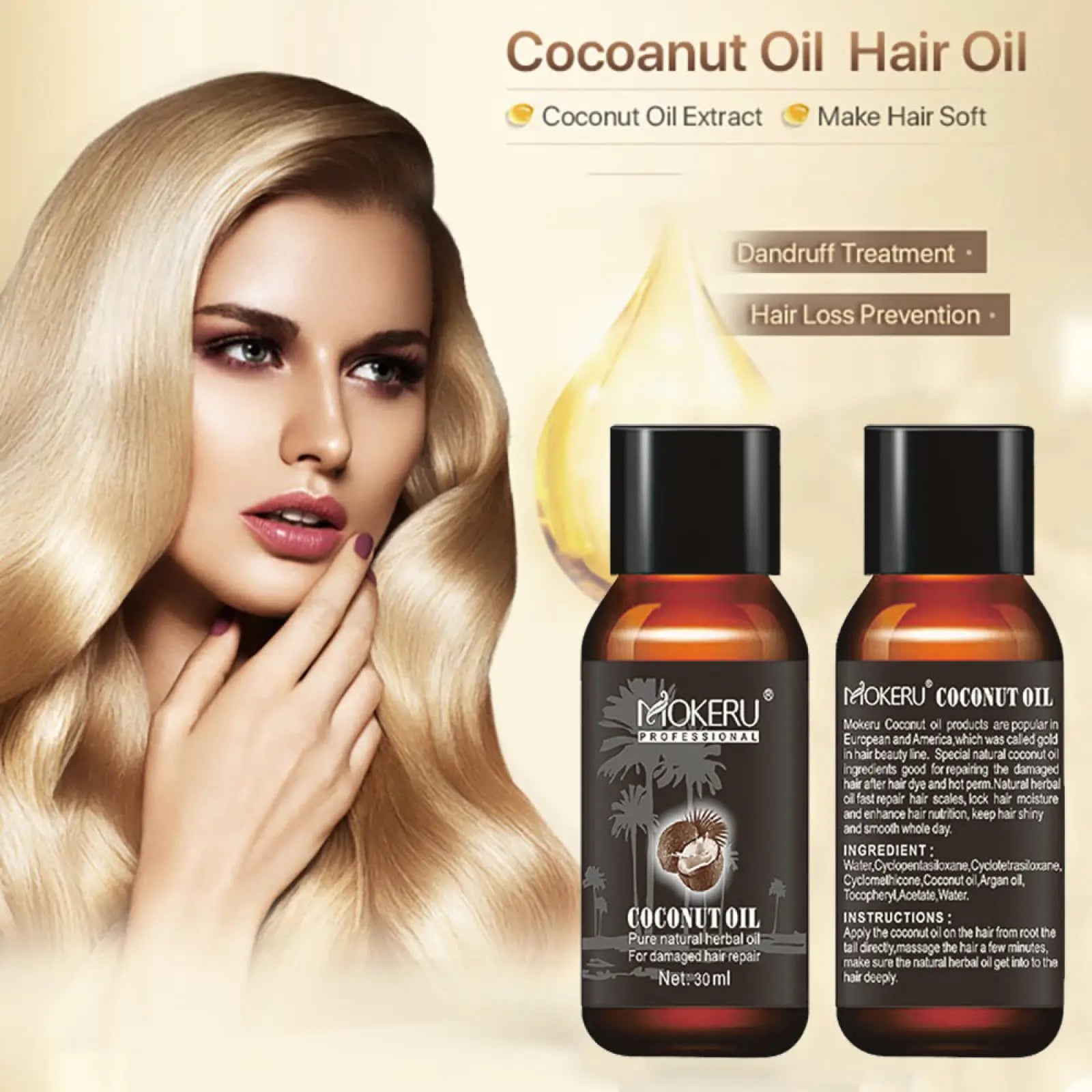 Coconut Oil Hair Repair Serum for Frizz and Damage 30ml ARBA Global