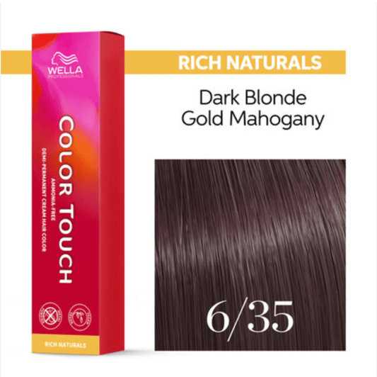 Wella Color Touch Demi-Permanent Hair Color 6/35 Dark Blonde Gold Red-Violet VIP Extensions