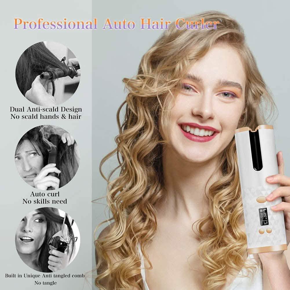 Cordless Automatic Portable Ceramic Barrel Hair Curler DailySale