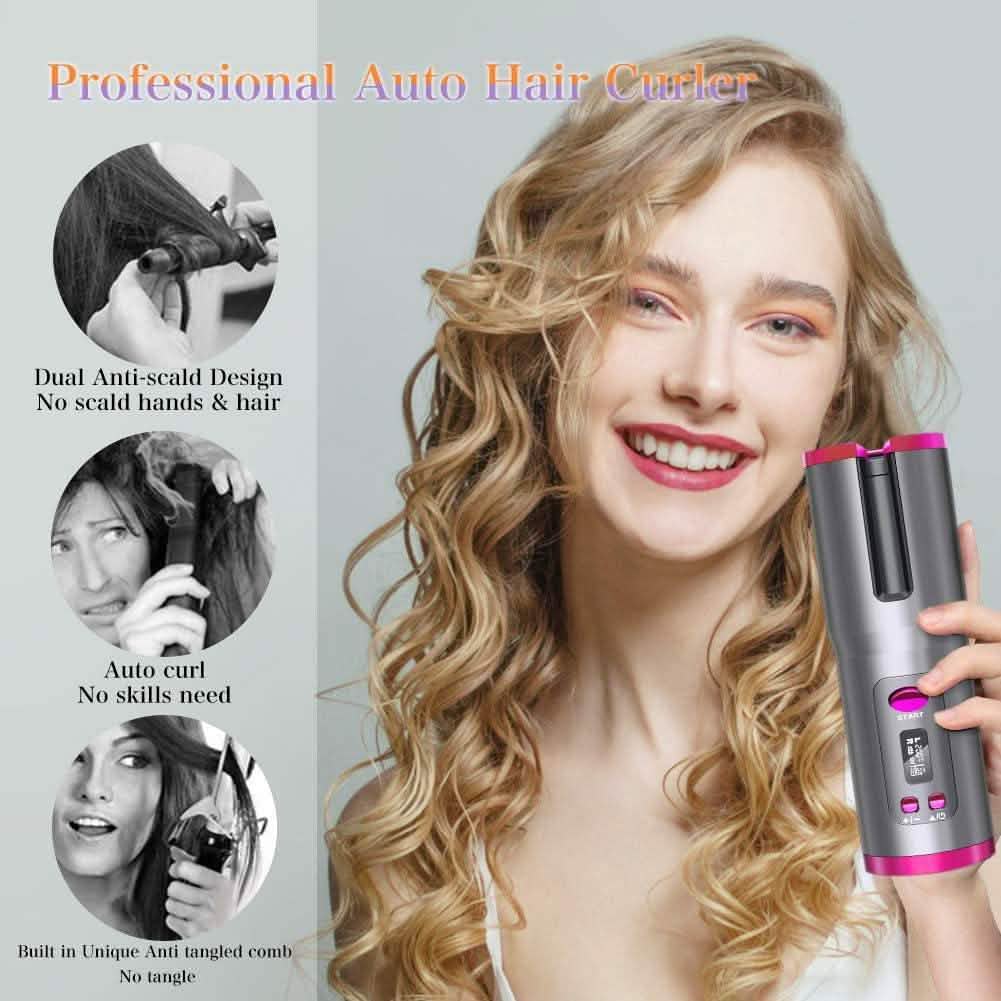 Cordless Automatic Portable Ceramic Barrel Hair Curler DailySale