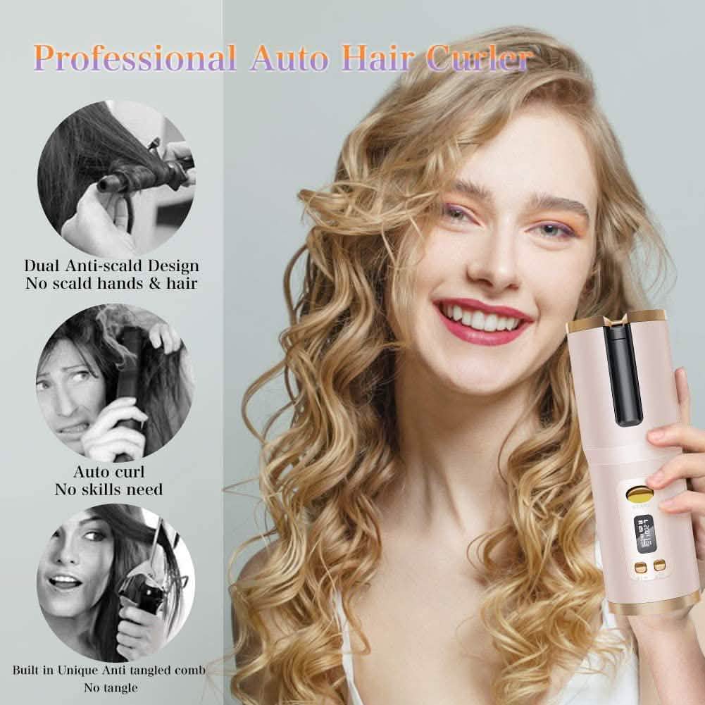 Cordless Automatic Portable Ceramic Barrel Hair Curler DailySale
