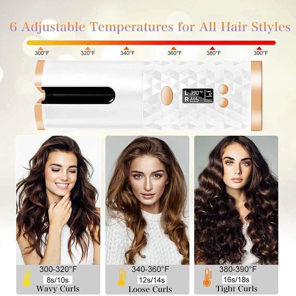 Cordless Automatic Portable Ceramic Barrel Hair Curler DailySale