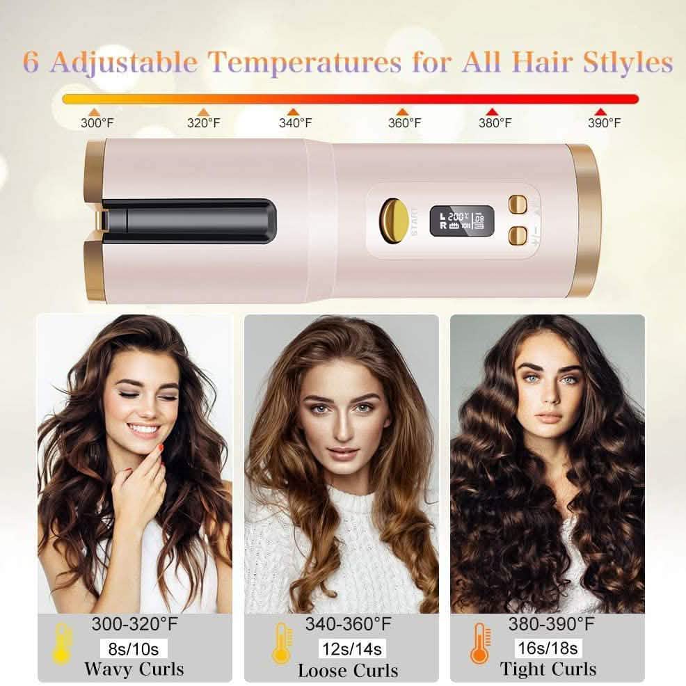Cordless Automatic Portable Ceramic Barrel Hair Curler DailySale