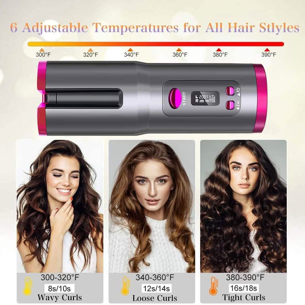 Cordless Automatic Portable Ceramic Barrel Hair Curler DailySale
