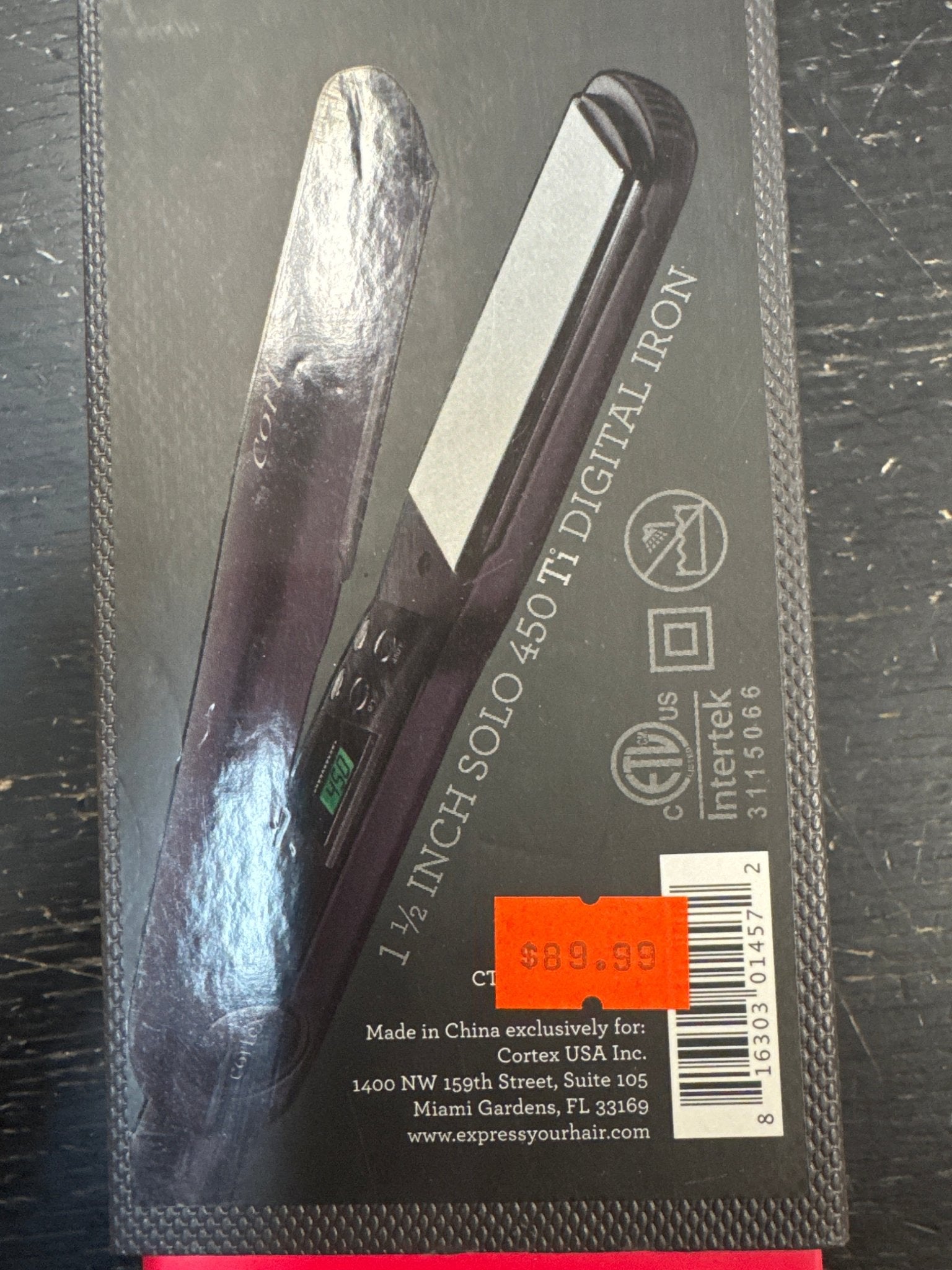 Cortex Pro Solo 450 Titanium 1.5-Inch Flat Iron, Black VIP Extensions