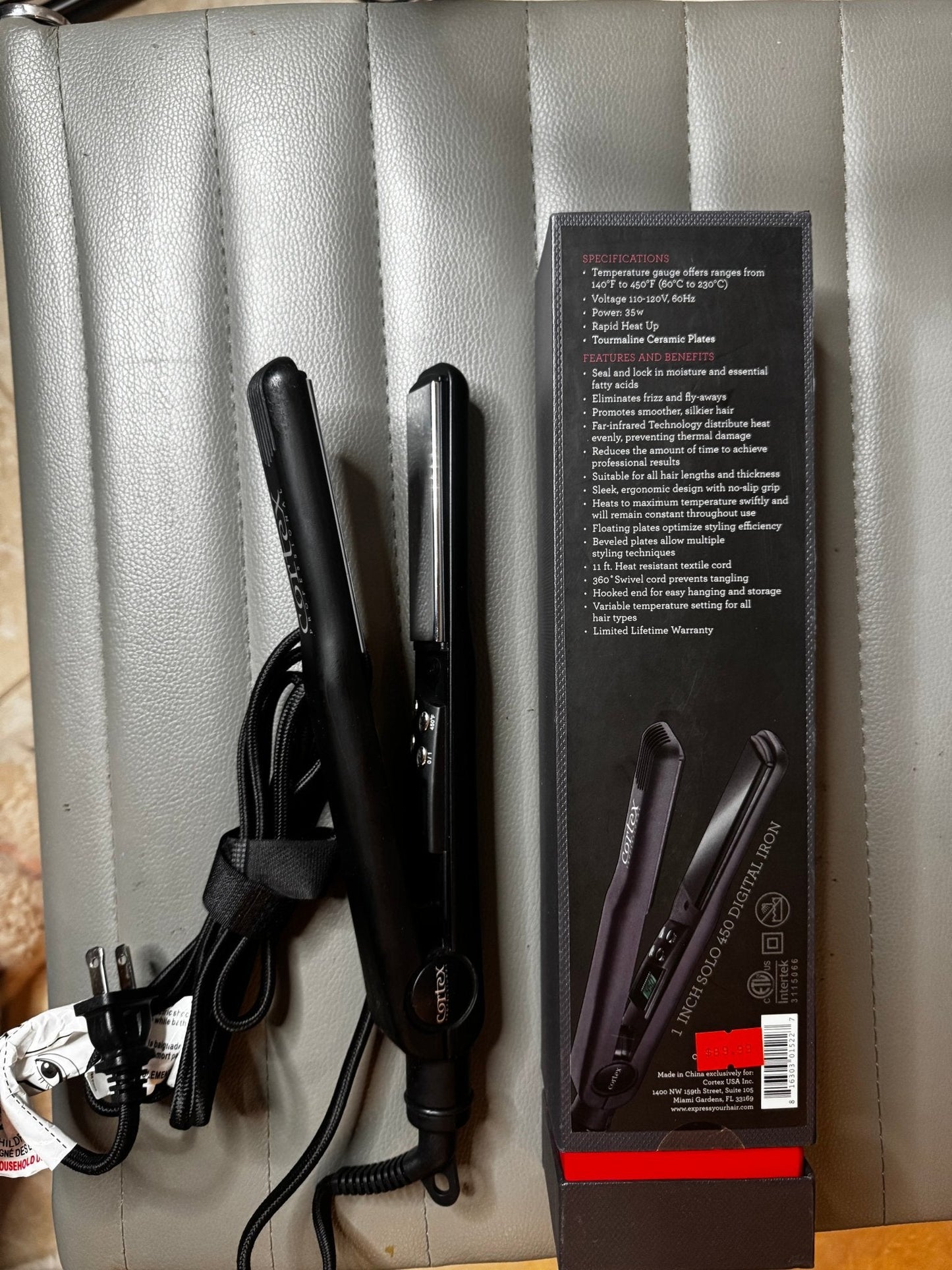 Cortex Solo Ceramic Flat Iron, 1-Inch, Black VIP Extensions