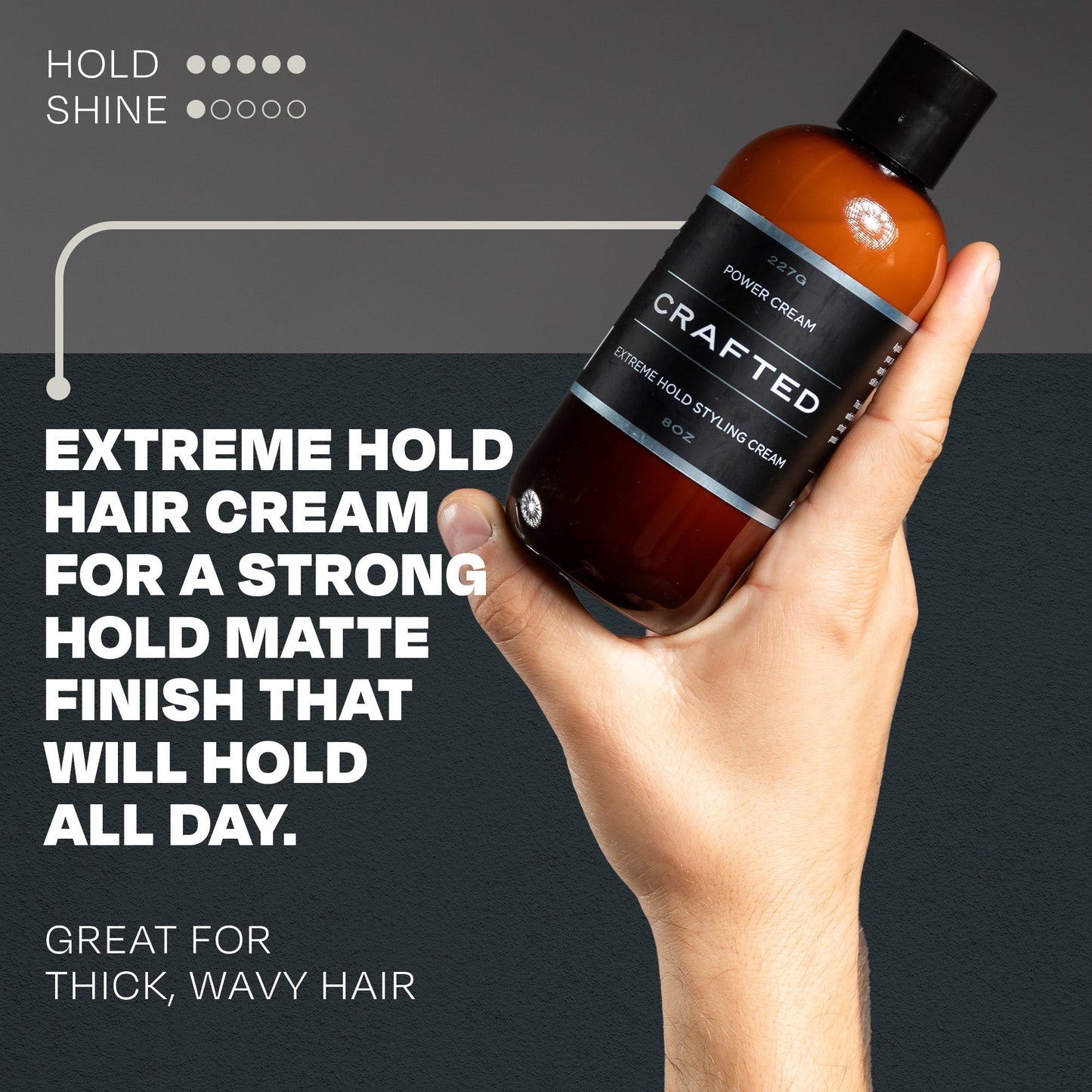 CRAFTED POWER CREAM Extreme Hold Styling Cream – Power, Control, Definition – 8oz