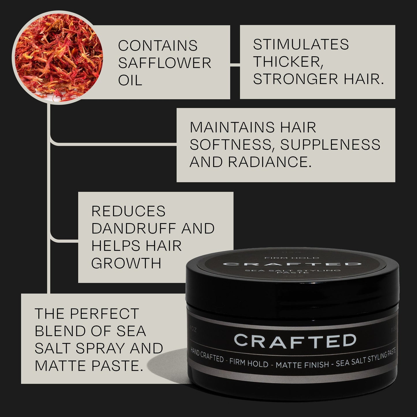 CRAFTED Sea Salt Matte Paste – Textured, Matte Finish – 4oz | TheSalonGuy