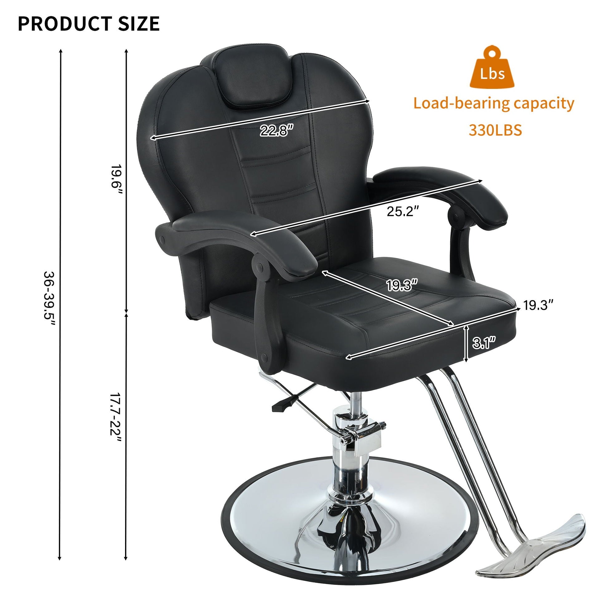 Classic Reclining Barber Chair Salon Chair For Hair Stylist With Heavy Duty Hydraulic Pump, 360° Rotation, Tattoo Chair Shampoo Beauty Salon Equipment, Max Load Weight 330 Lbs HouseOfZazla
