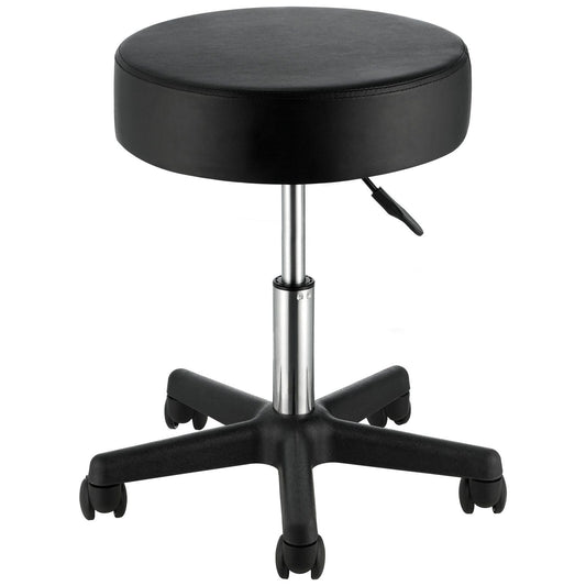 Rolling Stools with Wheels, 400 LBS Weight Capacity Adjustable Height Stool with Ultra-Thick Seat Cushion, Swivel Stools Chair for Salon, Bar, Home, Office, Tatoo, Medical, Massage, Black VYSN