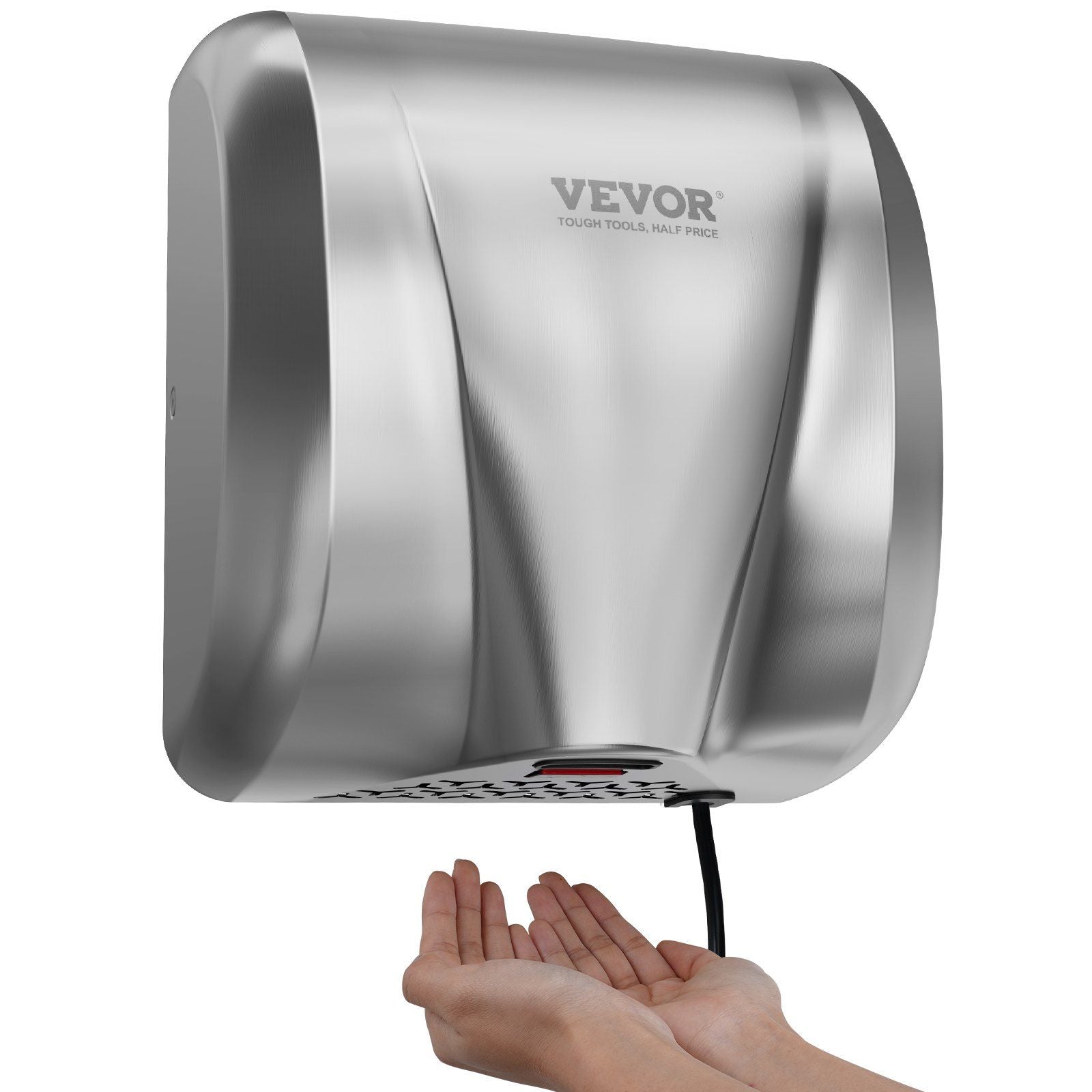 Heavy Duty Commercial Hand Dryer, 1300W Automatic High Speed Stainless Steel Warm Wind Hand Blower, 120V Plug In/Hardwired Two Power Options, Compliant for Industry Business Restrooms VYSN