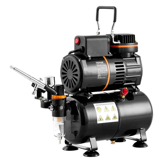 Airbrush Kit, Dual Fan Air Tank Compressor System Kit with 3.5L Air Storage Tank, Air Brush Set with 0.3 mm Tip Airbrush, Holder, Color Mixing Wheel, Cleaning Brush Set, Art Nail Cookie Tattoo VYSN