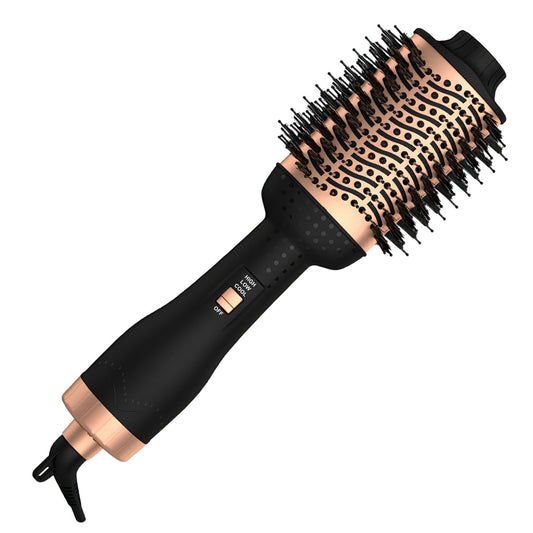 4 In 1 Hair Dryer Brush Curling Brush Hair Styler Volumizer Straightener Negative Ion Anti-frizz Hot-Air Hair Brush for All Hair Types Black White Gamba Beauty