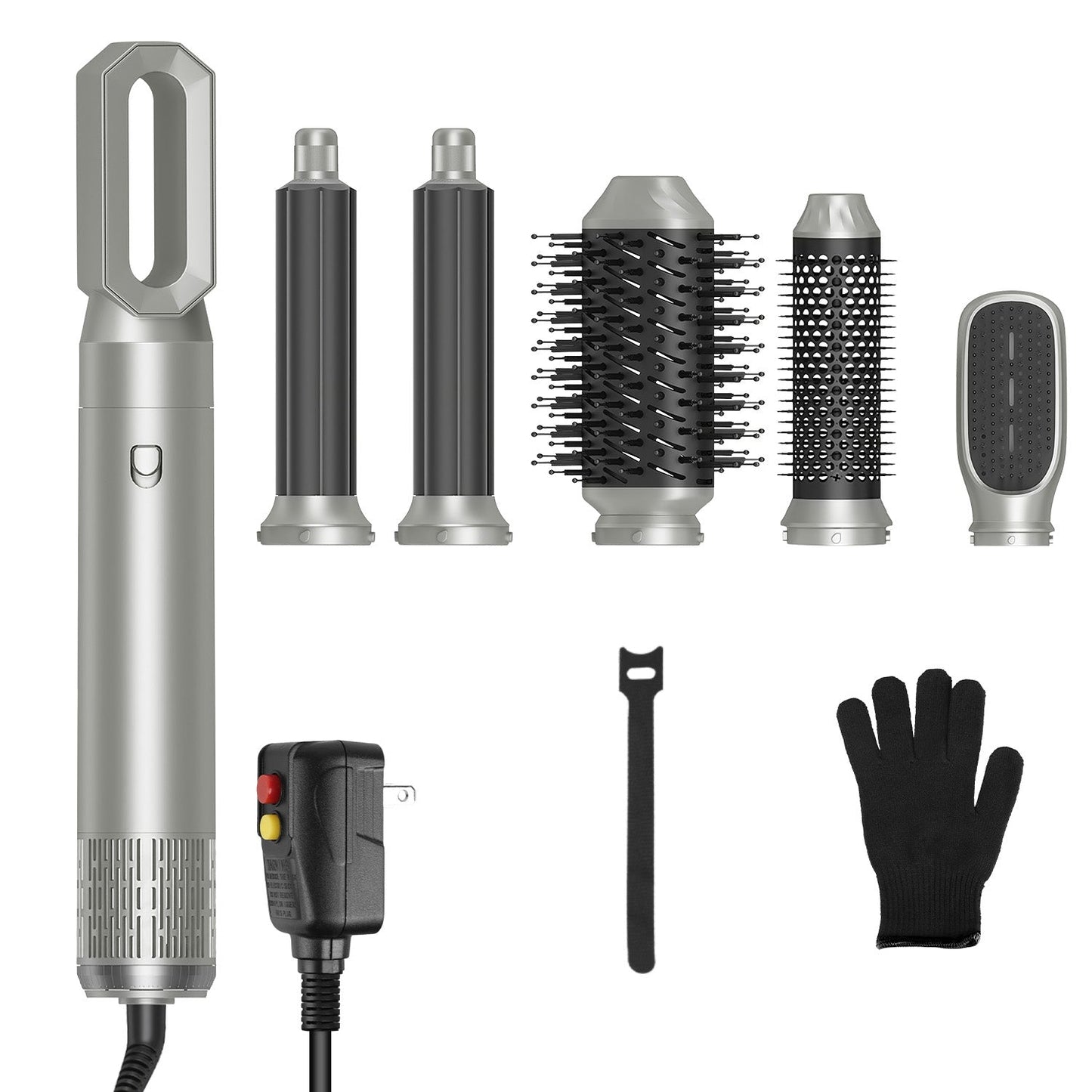 6 In 1 Hot Air Styler Volumizer Straightener Curler Dryer Automatic Wrap Styler Hair Dryer Brush Set with 3 Temp Settings ALCI Plug Glove Cable Zip Ti GBruno Store