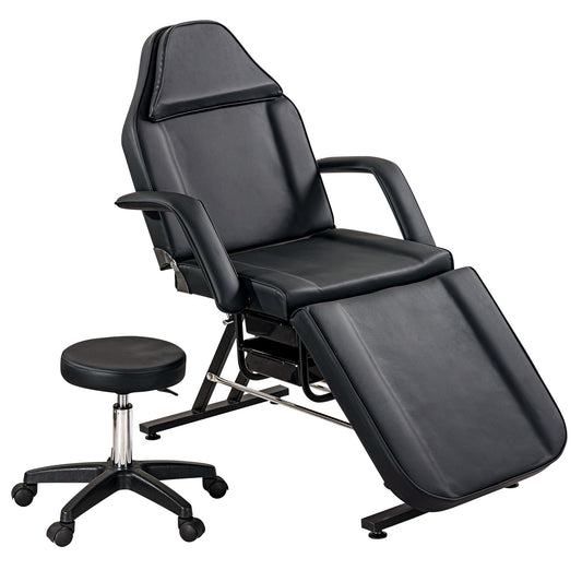 72.8" Massage Salon Tattoo Chair With Two Trays Esthetician Bed With Hydraulic Stool, Multi-Purpose 3-Section Facial Bed Table, Adjustable Beauty Barber Spa Beauty Equipment HouseOfZazla