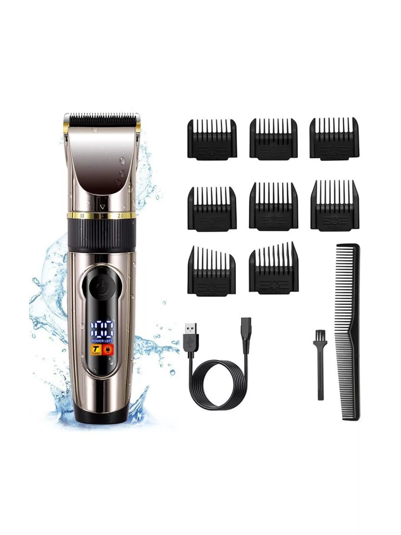 Waterproof Hair Clipper with LED Display Unique Oils