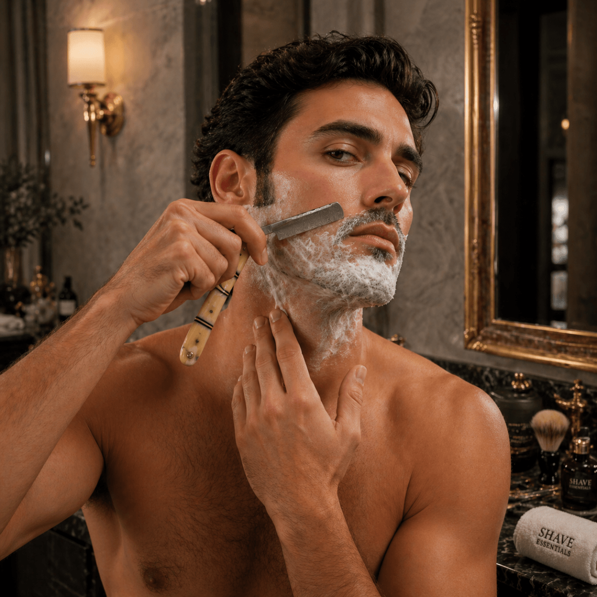 Damascus Steel Straight Razor Shave Essentials