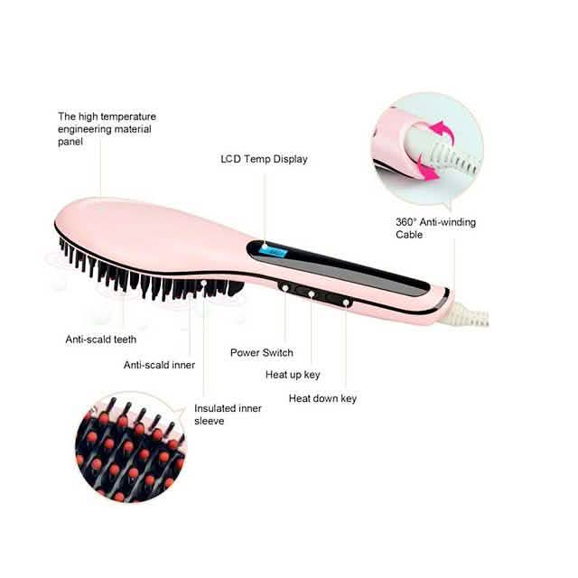 Detangling Hair Straightener Brush - Assorted Colors DailySale