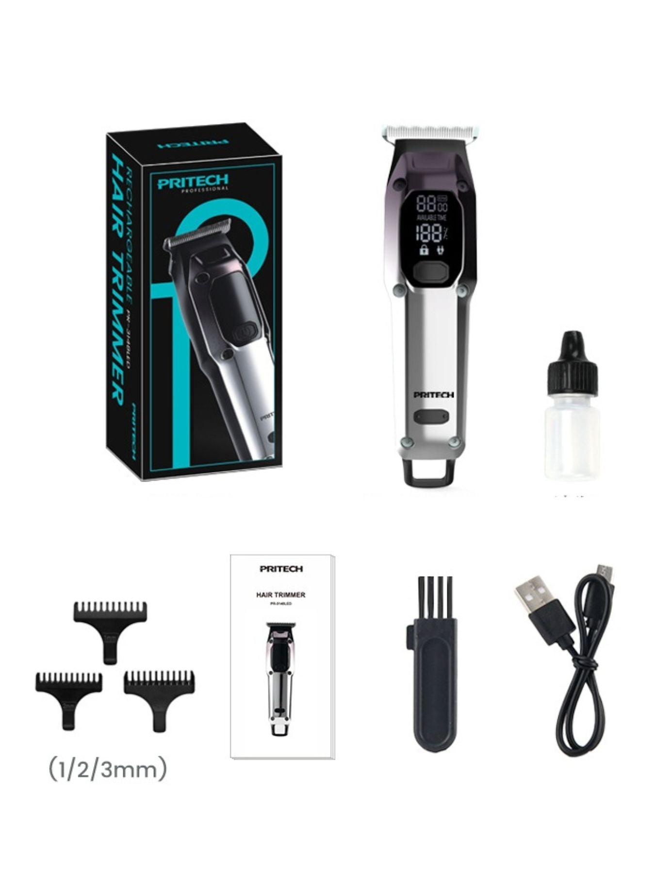 Cordless Hair Clipper with LED Display Unique Oils