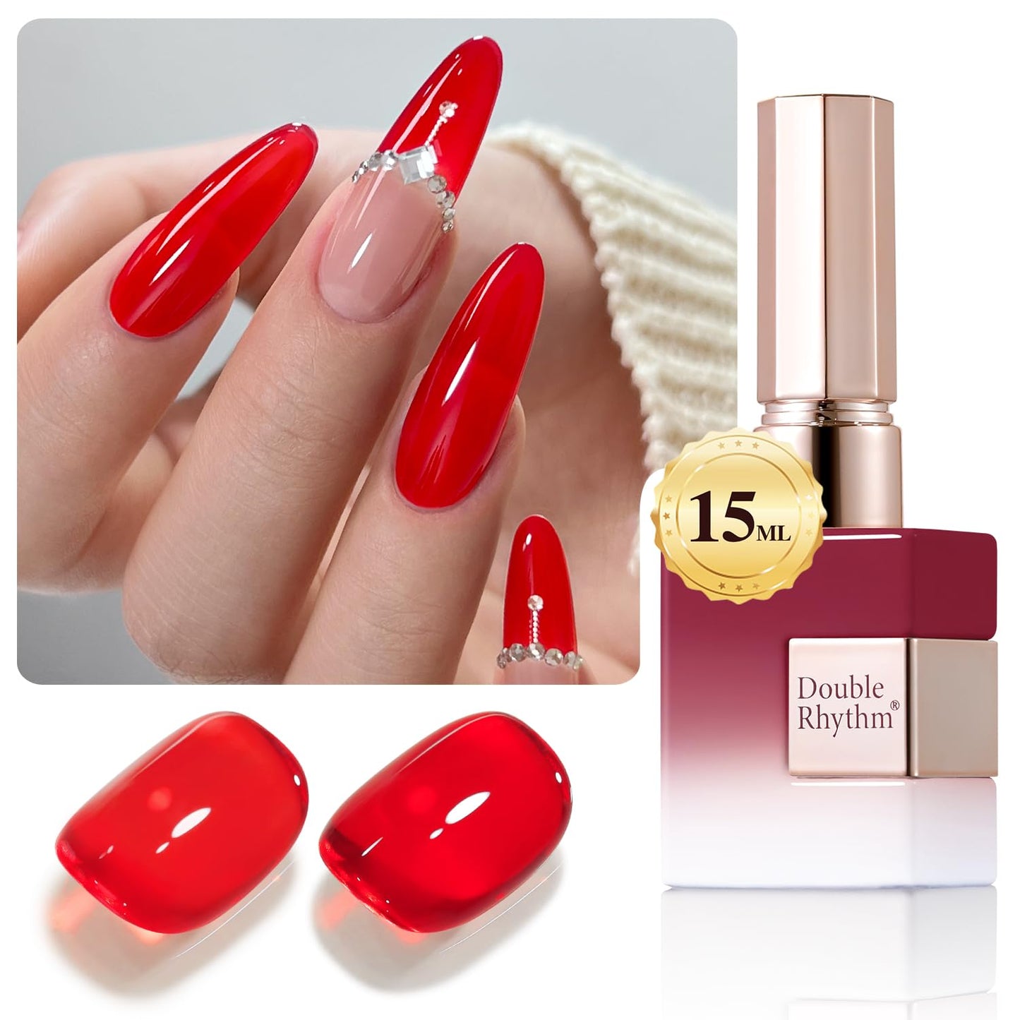 Double Rhythm 15ML Gel Nail Polish Pure Sheer Same Color Same Bottle Soak Off Gel Polish Art Manicure Salon DIY at Home for Women (Milky White-A1075)