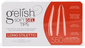 Gelish - Full Cover Soft Gel Tips - Long Stiletto 550pc Queen Nails & Beauty Supplies