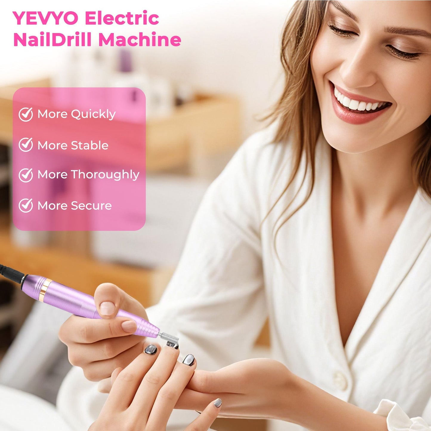 Portable Electric Nail Drill, Professional Nail File Kit for Acrylic, Gel Nails, Manicure Pedicure with Nail Drill Bits Sanding Bands Rose gold 7DAY'S