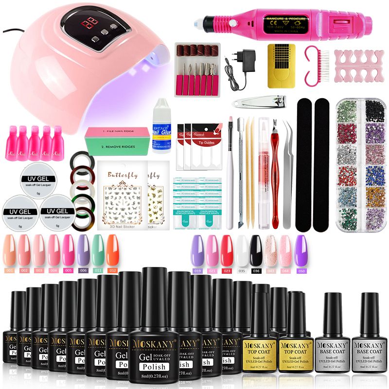 Nail Gel Kit Professional Nail Set With 120W/54W UV Nail Lamp And Nail Drill For All Drying Gel Nail Polish Manicure Set 7DAY'S