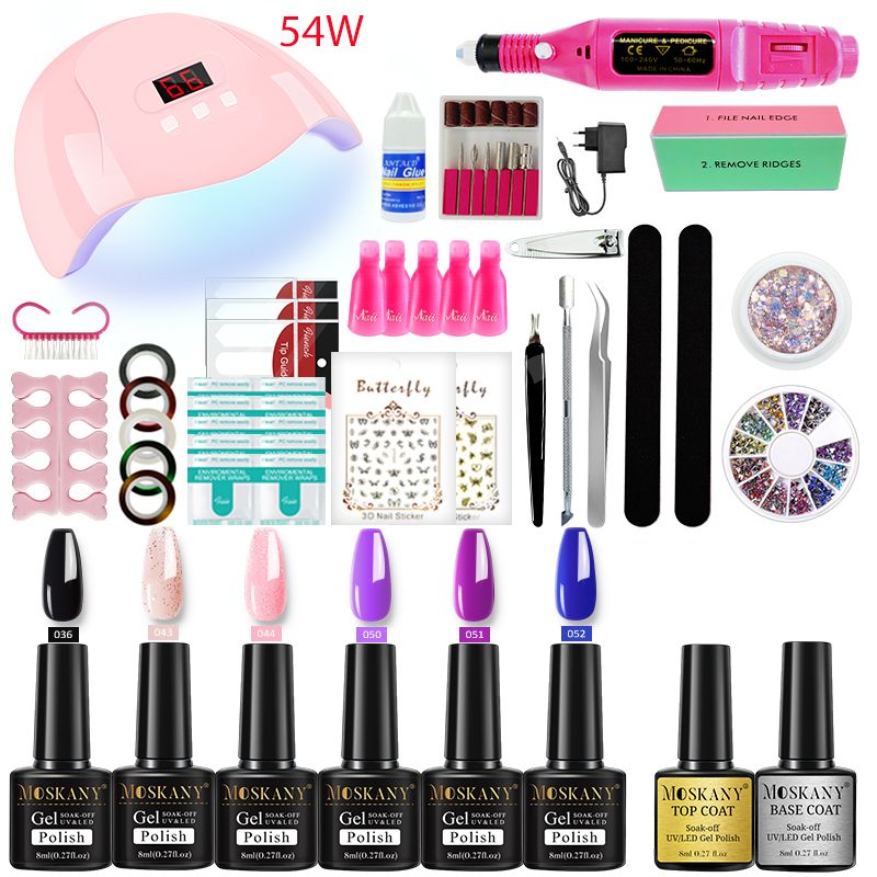Nail Gel Kit Professional Nail Set With 120W/54W UV Nail Lamp And Nail Drill For All Drying Gel Nail Polish Manicure Set 7DAY'S