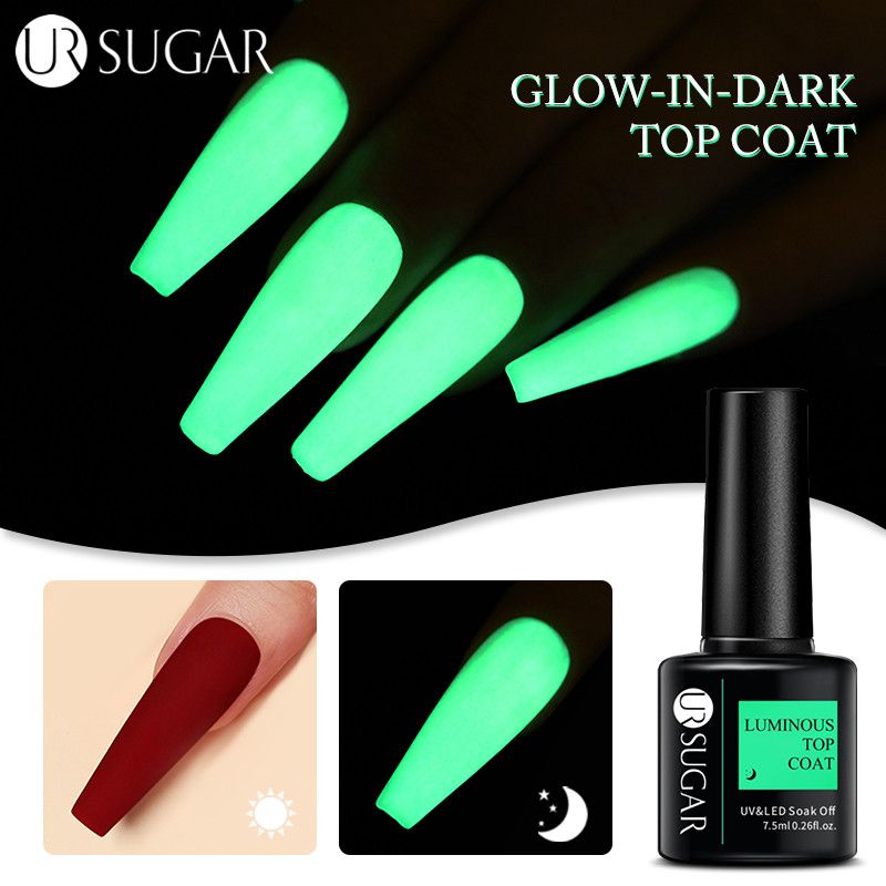 UR SUGAR Luminous Gel Top Coat Semi Permanent Glow In Dark Fluorescent Soak Off UV LED Color Gel Nail Varnish Nails for Manicure 7DAY'S