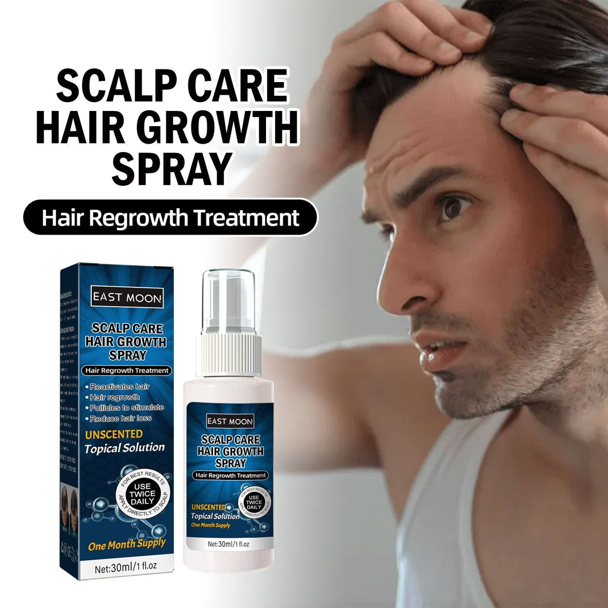 East Moon Men's Hair Spray, Dense Hair Solid Hair Hair Line Anti-Drop Fluid Thick Uncle LOL
