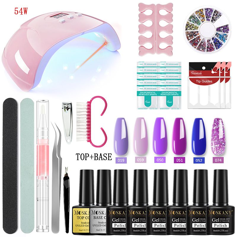 MOSKANY Professional Nail Set Nail Gel Kit With 120W/54W UV Nail Lamp And Nail Drill For All Drying Gel Nail Polish Manicure Set 7DAY'S