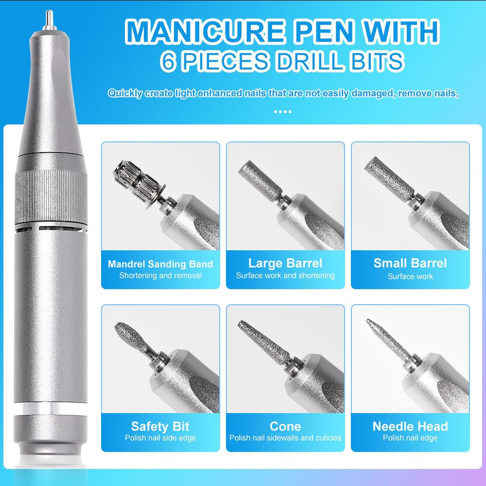 40000RPM Nail Drill Machine Electric Portable Nail File Rechargeable Nail Sander for Gel Nails Polishing For Home Manicure Salon 7DAY'S