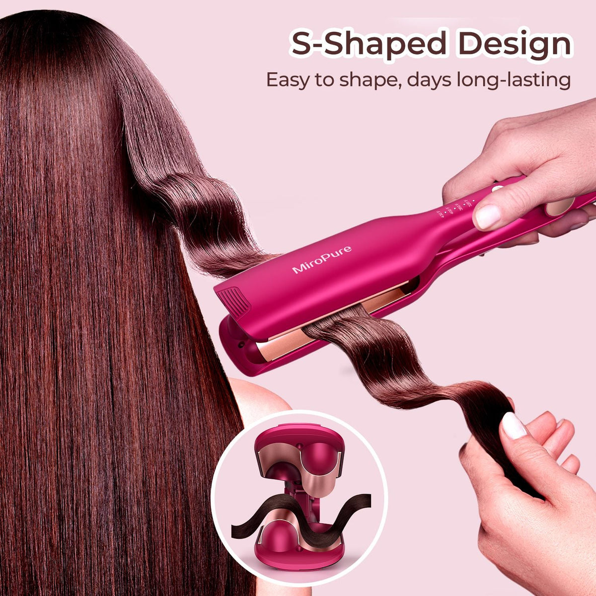 Hair Waver Iron Wand Hair Crimper Hair Waver Barrel Curling Iron 1 Inch PTC Heater Auto Shut-Off Adjustable Easy Shap Long Lasting Heat Dual Voltage Uncle LOL