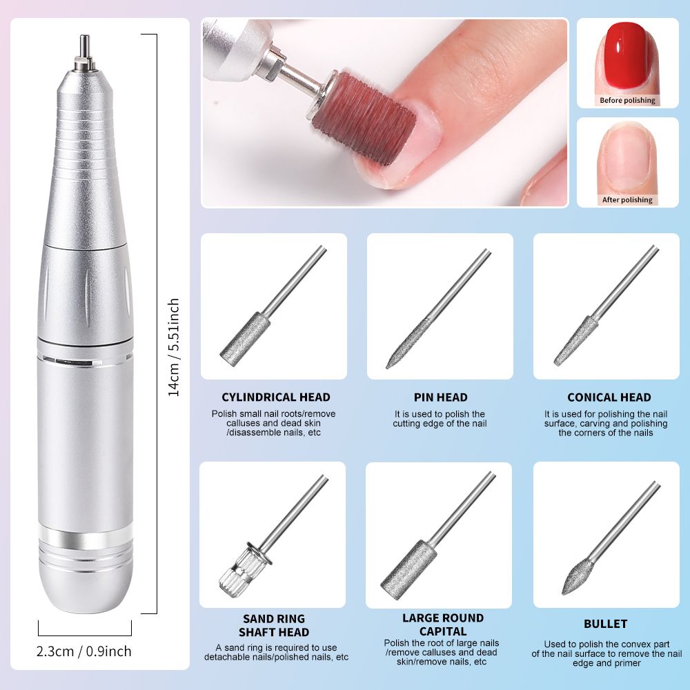 45000RPM Rechargeable Electric Nail Drill Machine Professional Nail Drills for Gel Nails Polish Portable Nail File Manicure Tool 7DAY'S