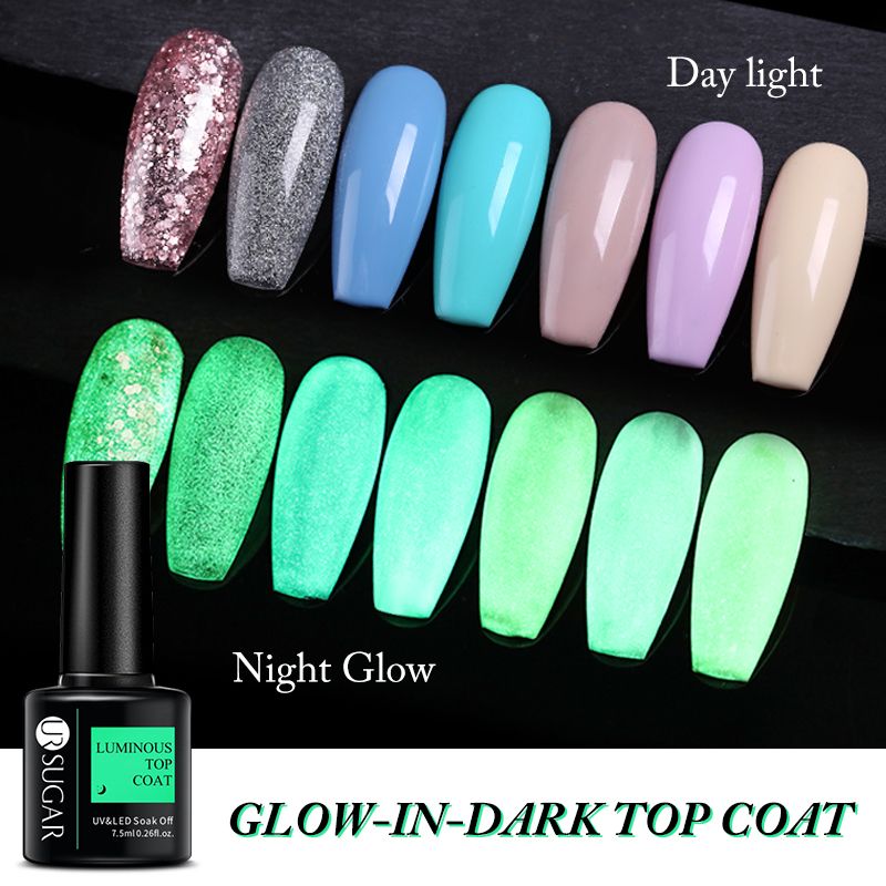 UR SUGAR Luminous Gel Top Coat Semi Permanent Glow In Dark Fluorescent Soak Off UV LED Color Gel Nail Varnish Nails for Manicure 7DAY'S