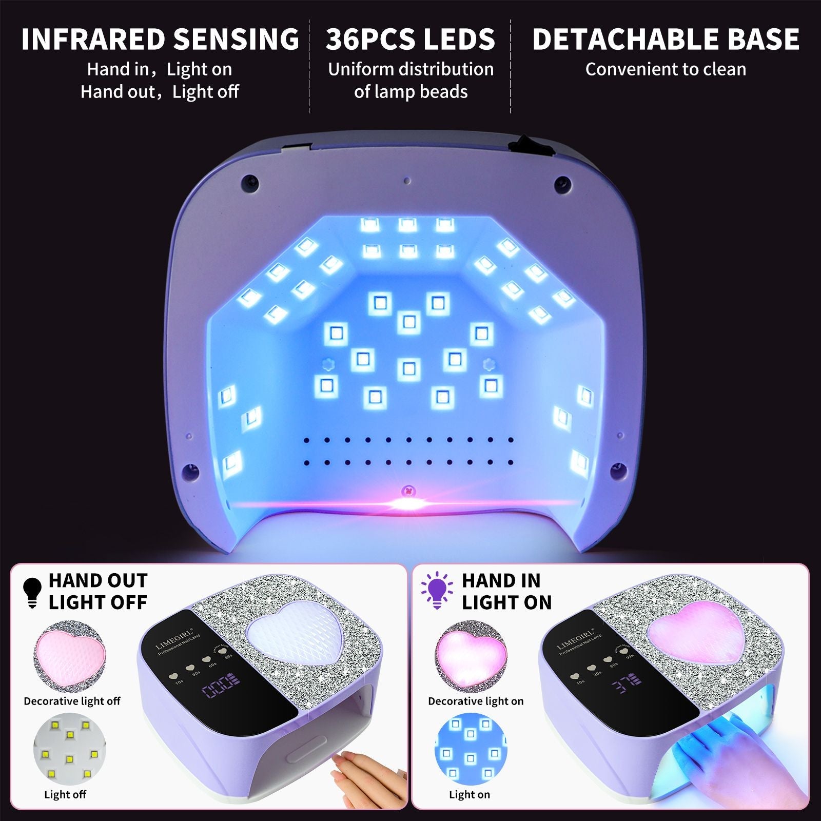 LimeGirl Cordless Nail Dryer for Gel Polish, UV LED Nail Lamp with Fast Curing UV Light & 4 Timer Settings, Portable Rechargeable Gel Lamp Nail Art Tool for Manicure Pedicure at Home & Salon 7DAY'S