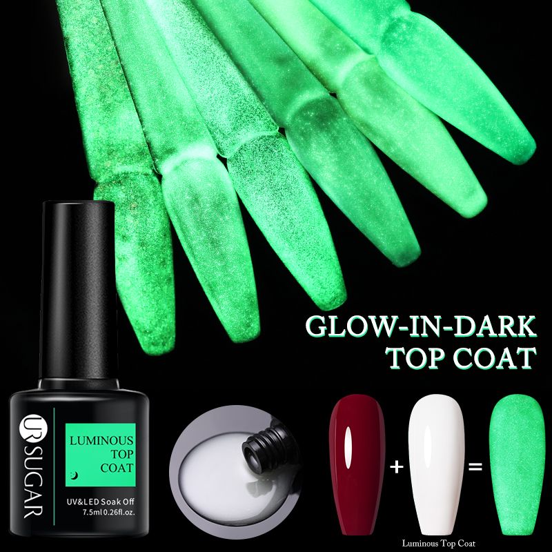 UR SUGAR Luminous Gel Top Coat Semi Permanent Glow In Dark Fluorescent Soak Off UV LED Color Gel Nail Varnish Nails for Manicure 7DAY'S