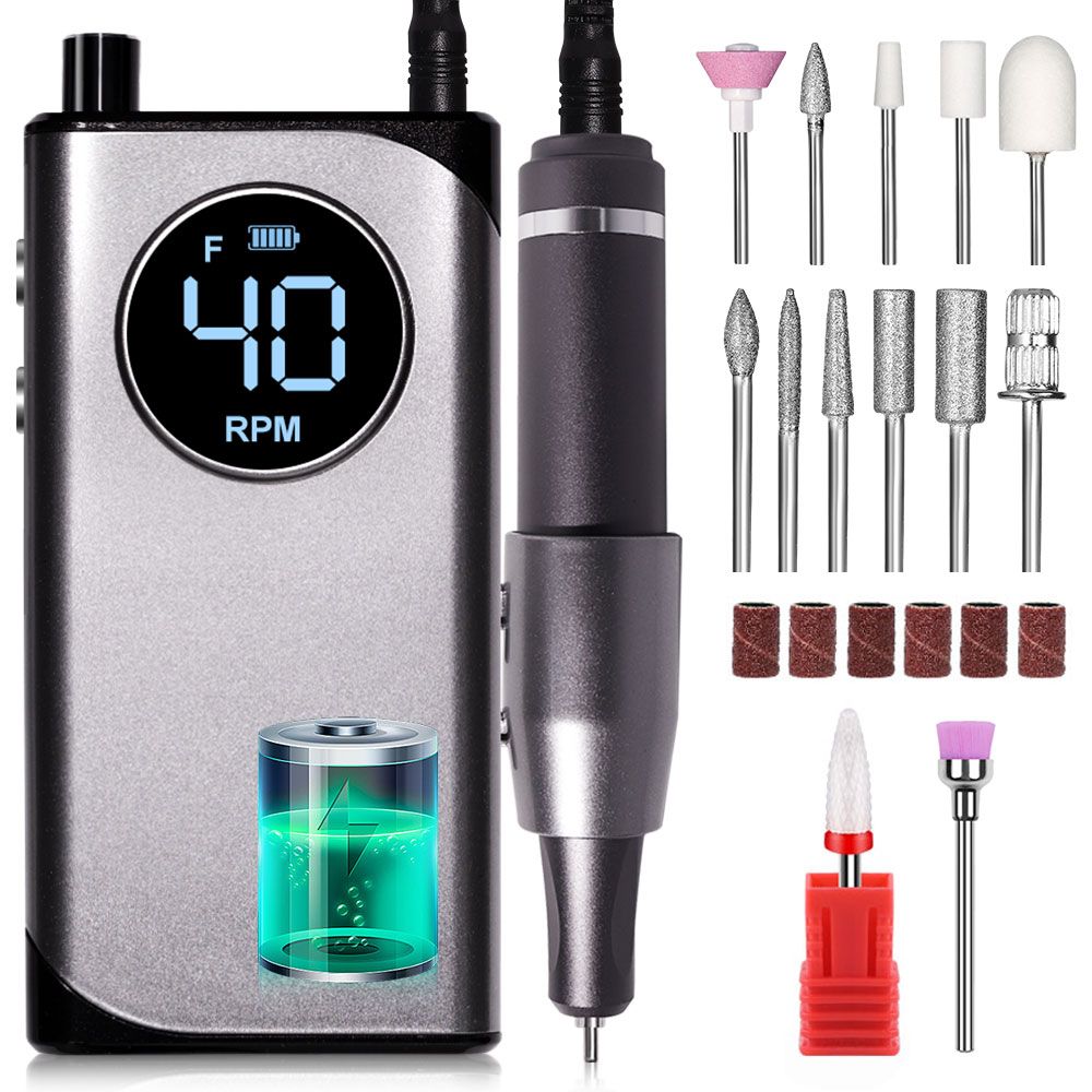 40000RPM Nail Drill Machine Electric Portable Nail File Rechargeable Nail Sander for Gel Nails Polishing For Home Manicure Salon 7DAY'S