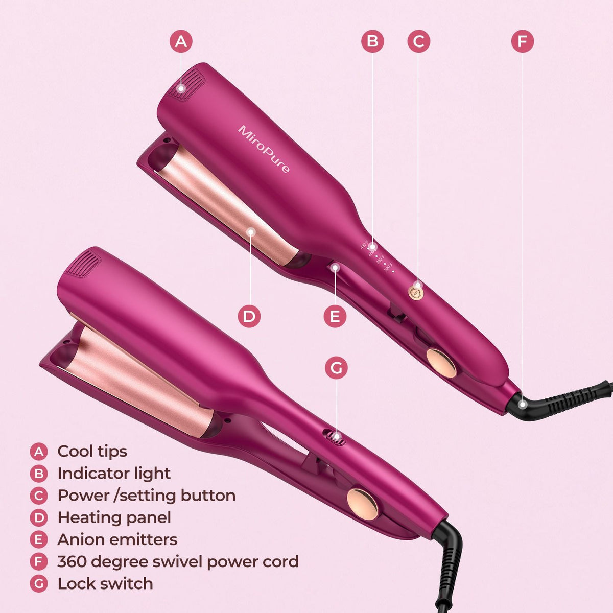 Hair Waver Iron Wand Hair Crimper Hair Waver Barrel Curling Iron 1 Inch PTC Heater Auto Shut-Off Adjustable Easy Shap Long Lasting Heat Dual Voltage Uncle LOL