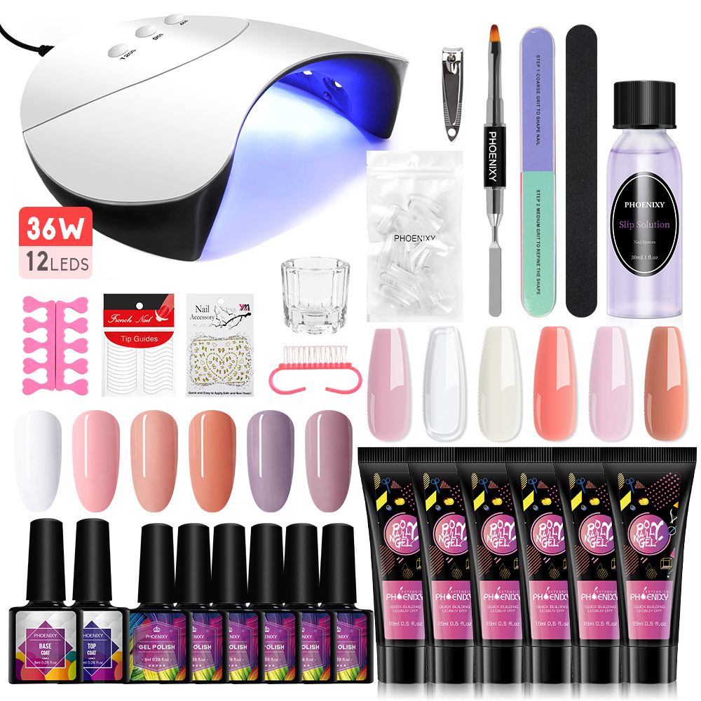 Manicure Set Poly Extension Nail Kit Gel Nails Complete Kit Gel For Extension Semi Permanent UV Varnish Kit Nail Tools Sets 7DAY'S